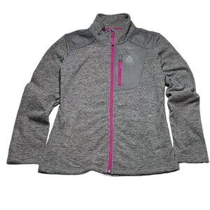 Reebok Womens Gray Full-Zip Jacket With Pink Accents S/C 100% Polyester Lightwei